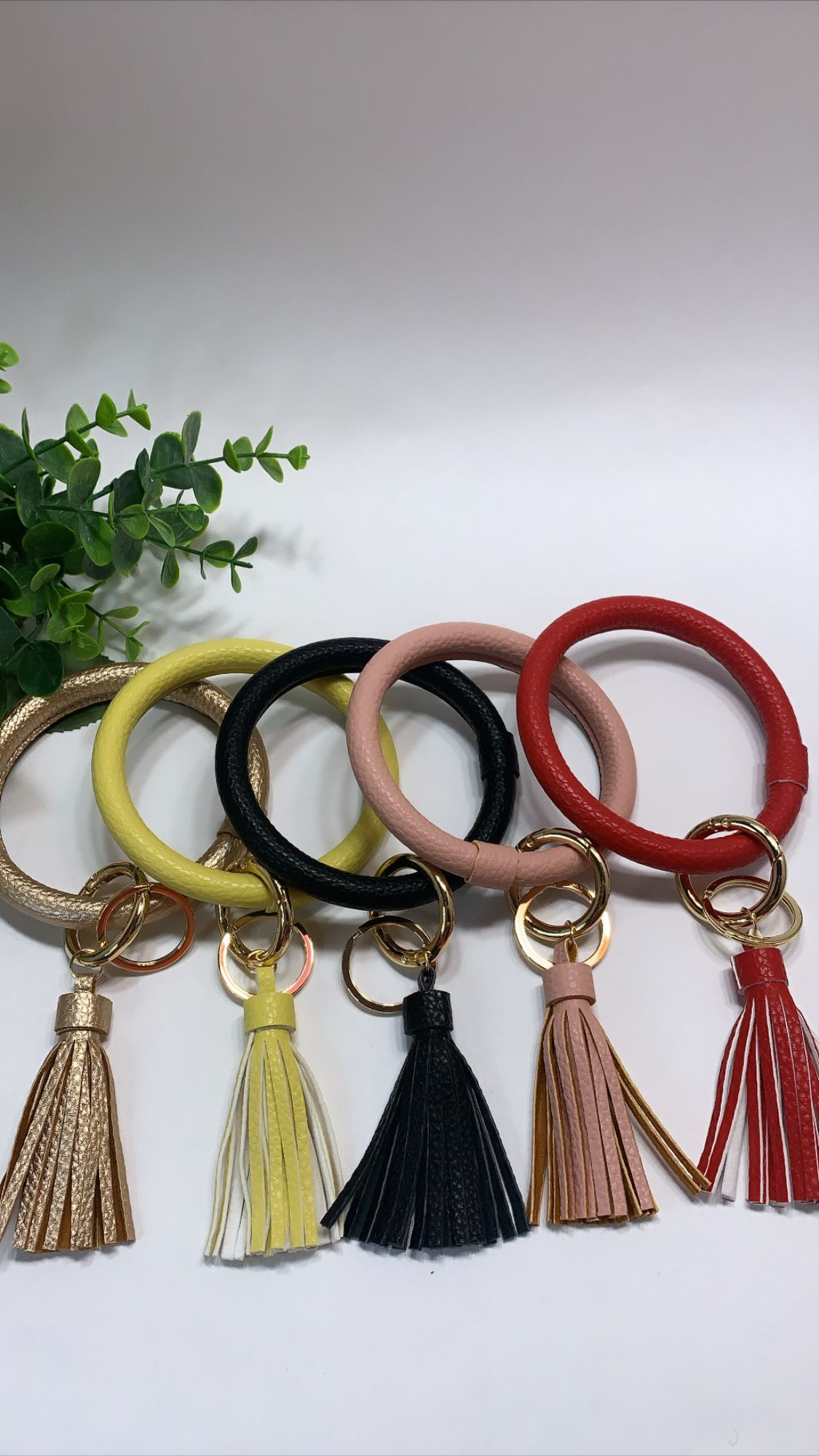 Leather Bangle Keychain PU Leather Wrist Key Rings Large Hoop Bracelet, EACH $7.99