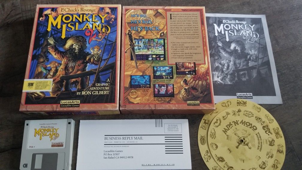 Monkey Island 2 Computer game CIB! Big box, DOS, floppy disks!