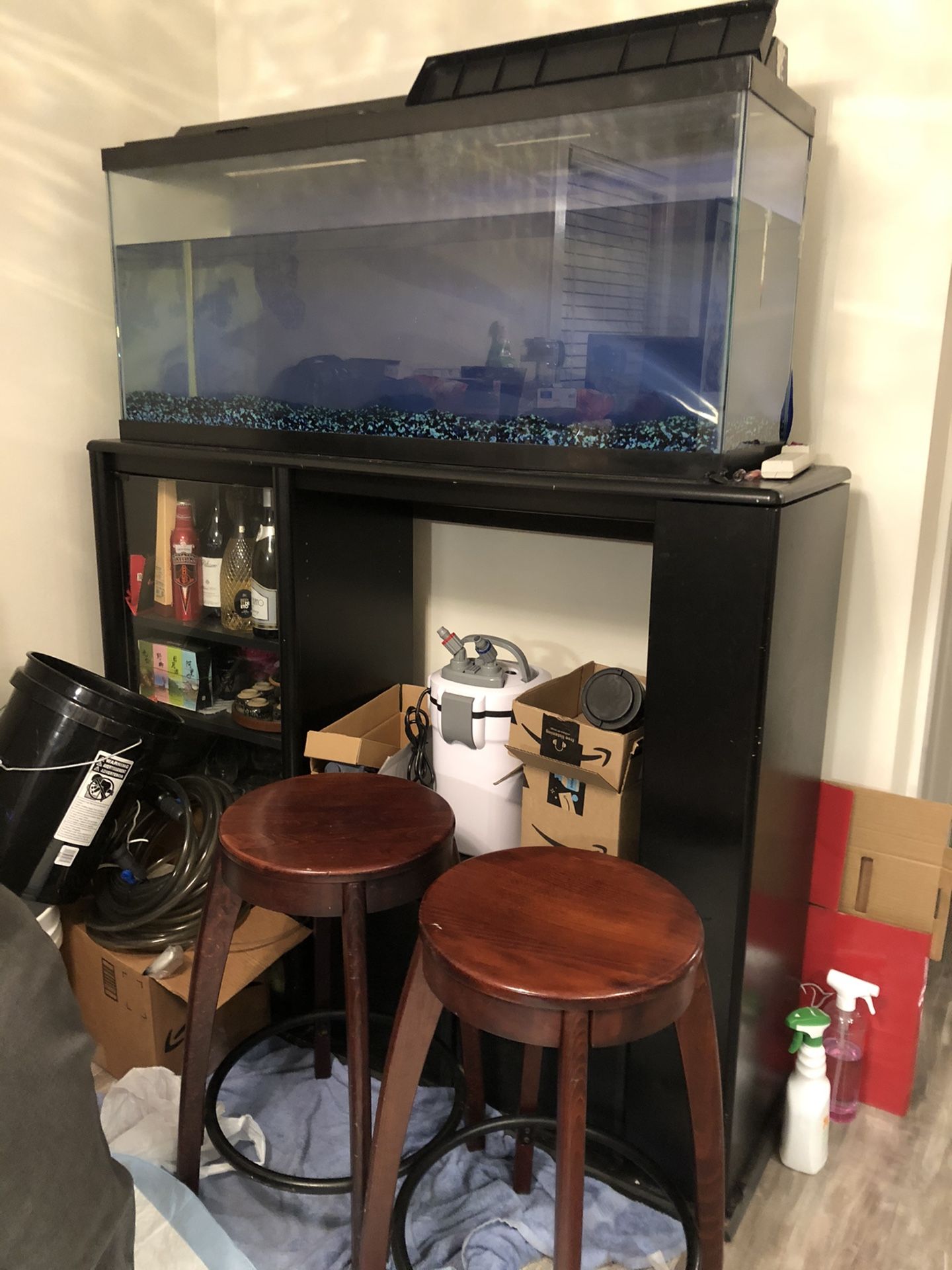 Fish Tank, Pump And Display Shelf