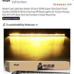 Nilight Led Light Bar Amber 51 Inch 250W Super Slim