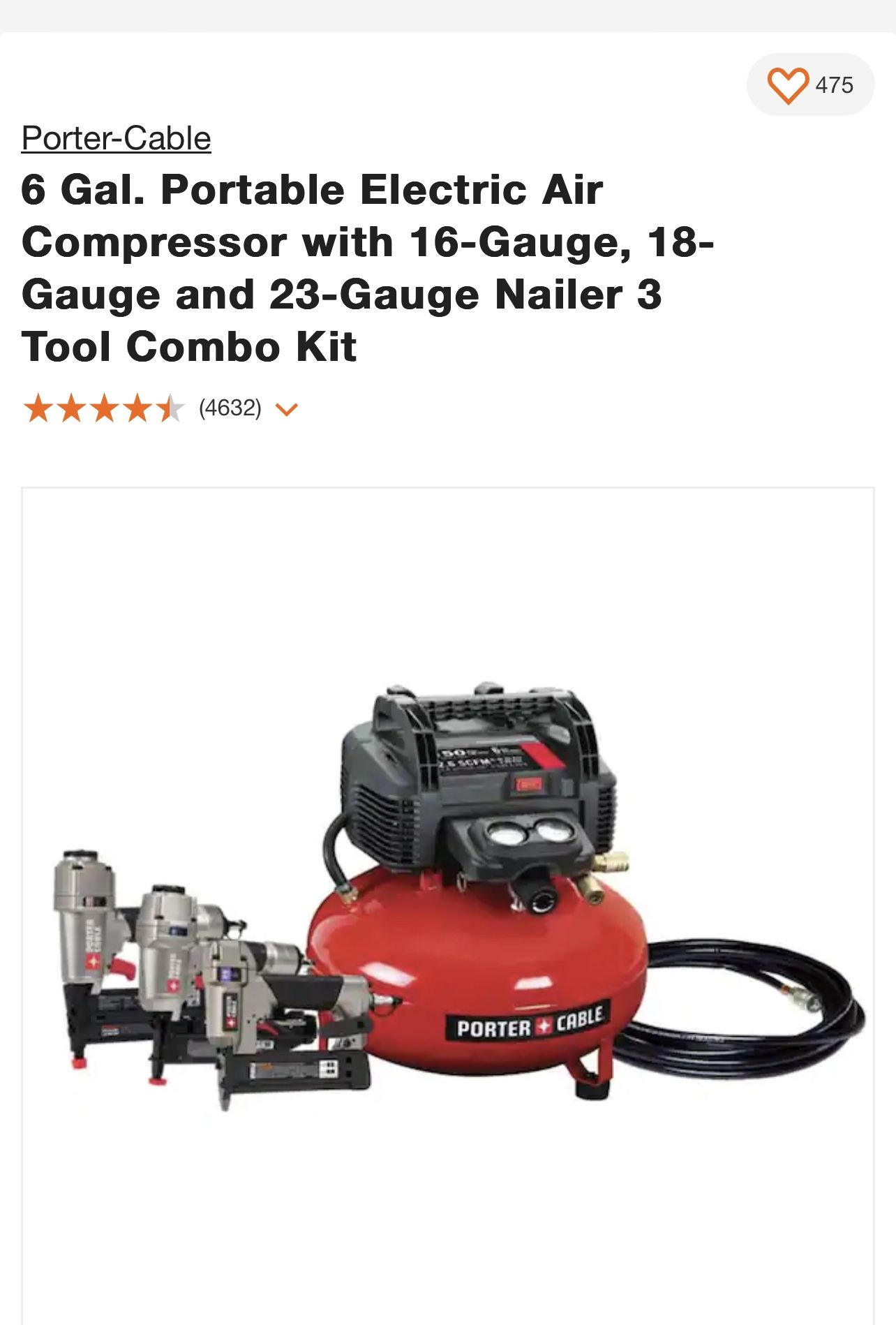 Porter cable compressor nailer combo hotsell