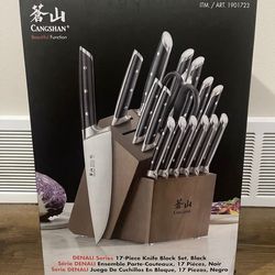 Cangshan Denali Series 17-Piece Knife Block Set Black Stainless Steel Wood