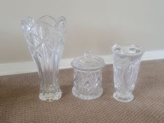 Crystal vases and candy bowl