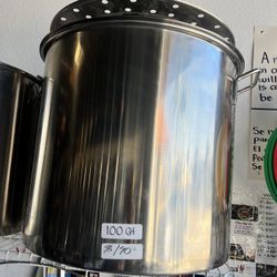 Olla Grande De 100 Qts De Acero Con Vaporera Nuevo