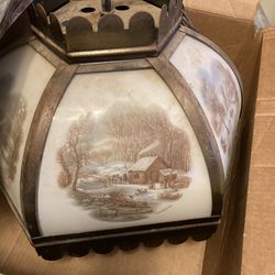 $40-Vintage, Currier And Ives Hanging lamp