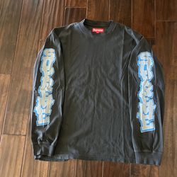 Supreme Long sleeve cracked  “Washed Black”