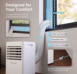 Portable Air Conditioners 8000 BTU,Quiet Portable AC Units for Rooms 3-IN-1 Cools Up to 500 Sq.Ft with Dehumidifier,Fan,Remote Control,24H Timer,Sleep