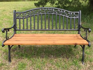 Photo 2-Person Ivy Wrought Iron/Wood Patio Bench - 50 Inch