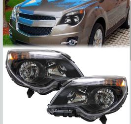 Pair Black Halogen Headlighs Headlamps Assembly Compatible with 2010-2015 Chevy Equinox LS LT with Bulbs Driver and Passenger Side