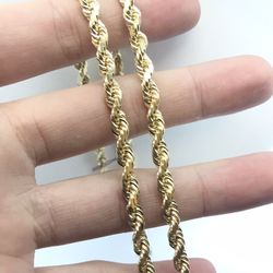 Gold Chain 14K Rope Solid New 