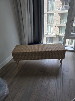 IKEA TOLKNING Rattan Bench with Storage - Excellent Condition