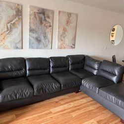 Black Leather Sectional