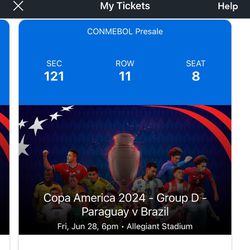 Copa America 2024 Paraguay Vs. Brazil Tickets 