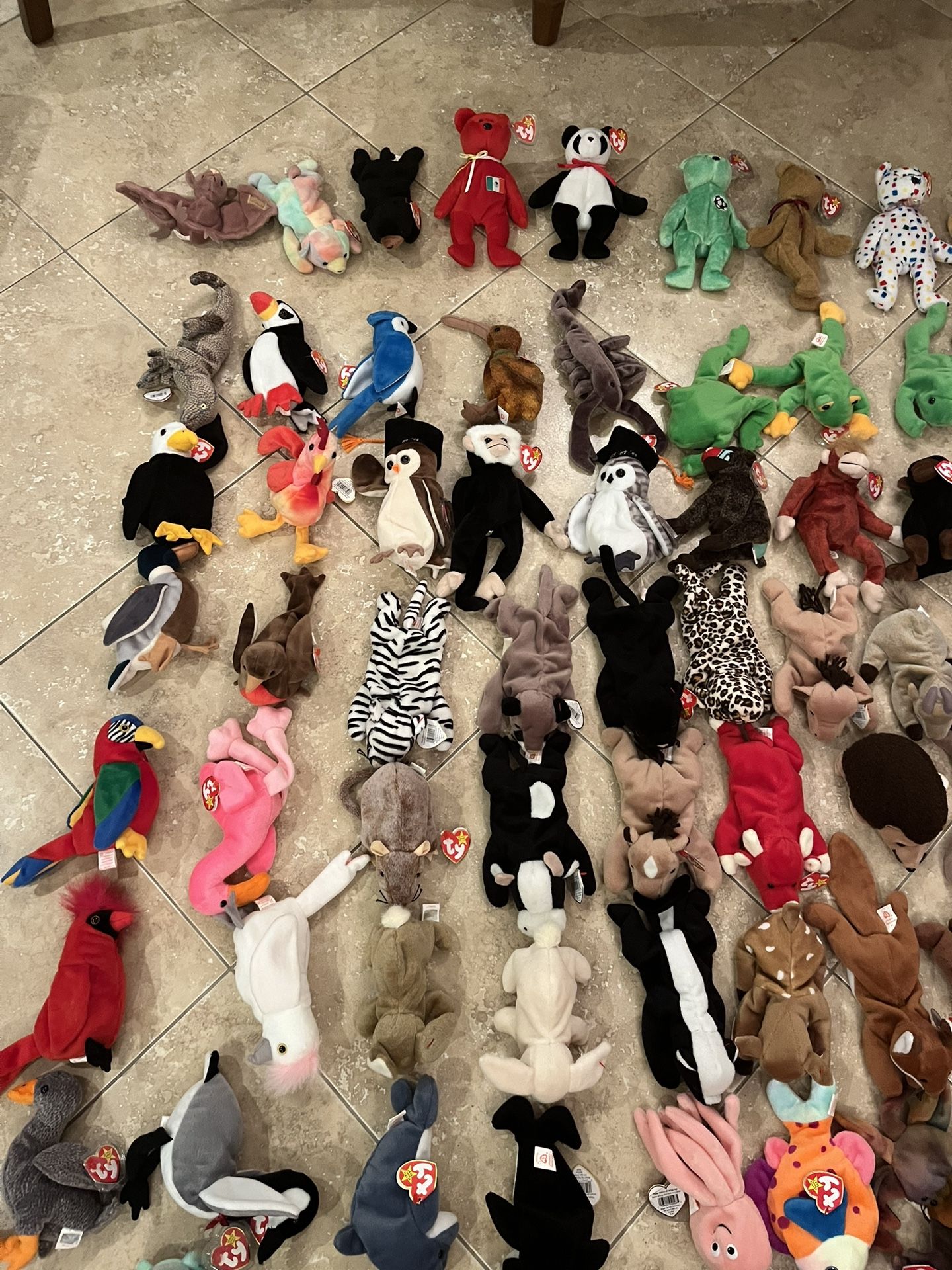 86 beanie babies with tags