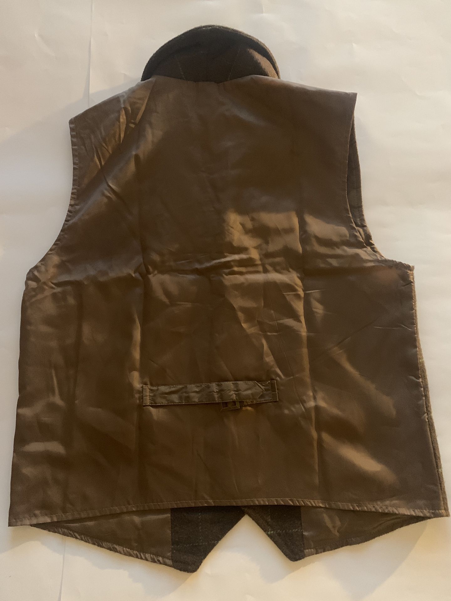Spirit Mens Shawl Collar Brown Windowpane Waistcoat Vest Size S