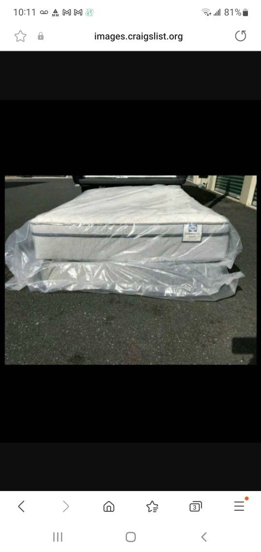 Queen size new thick pillow top bed can deliver