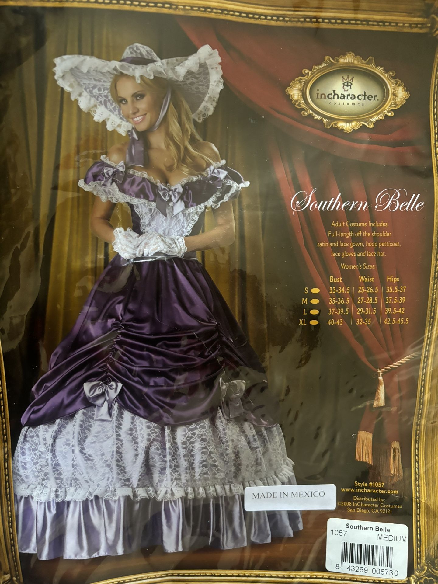 Adult Halloween incharacter Deluxe Southern Belle Costume Size M