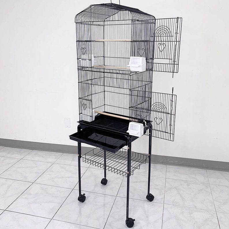 Brand New $60 Bird Cage 60” Tall Standing Parrot Parakeet with Rolling Stand 18x14x60 Inches
