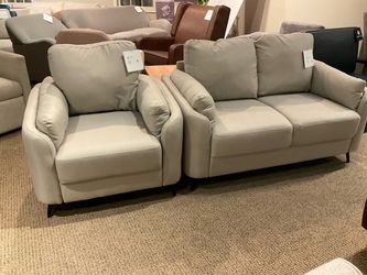 New Loveseat and chair blue color fabric upholstered by Studio living