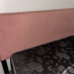 Pink Suede Full Size Bed Set 