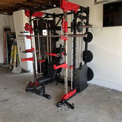 Smith Machine 200 | Adjustable Bench | 245lb Cast Iron Olympic Weights | 7ft Olympic Bar | Fitness | Gym Equipment | FREE DELIVERY/INSTALLATION 🚚 🛠️