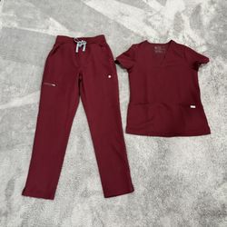 XS/S FIGS Burgundy Scrub Set