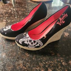 Black Women's Shoes Love Skull