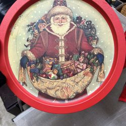 Vintage Santa Tin Serving Tray