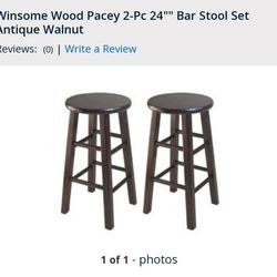 2pc 24" Pacey Counter Height Barstools Set Antique Walnut - Winsome