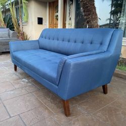 Navy Blue Mid-Century Modern Sofa