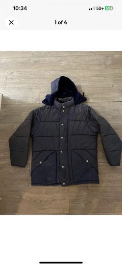 Men’s Vintage Sears Best Outerwear Puffer Insulated Detach Hooded Jacket Blue L