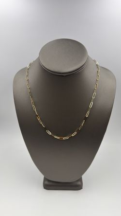 14KT YELLOW GOLD 20” PAPERCLIP LINK CHAIN W/CZ’S 6.0GR