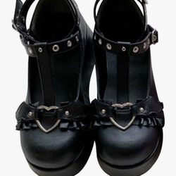 CELNEPHO Mary Jane Shoes Women Cute Ankle Strap Platform Wedge High Heel Pumps Gothic Party Dress Shoes for Women.