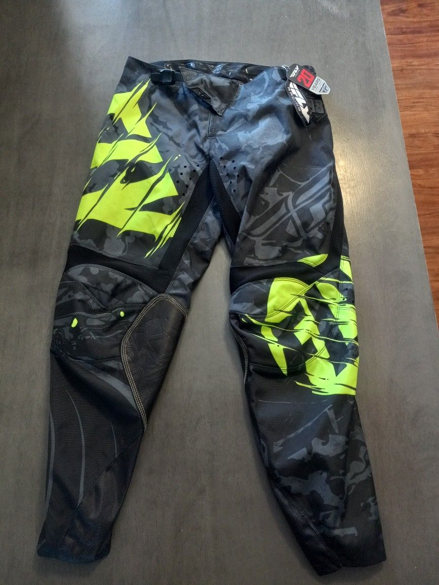 Fly Racing Kinetic Outlaw Motorcross Pants Black/Neon Green Mens Size 34 Nwt