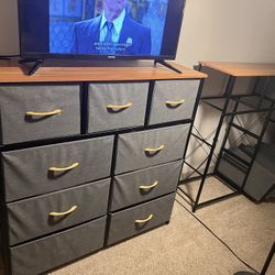 2 Wood & Metal Frame dressers With Fabric Drawers