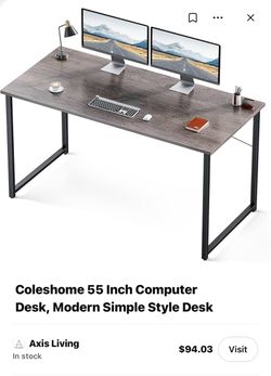 Brand New Coleshome 55” Black Computer Desk – Fully Assembled