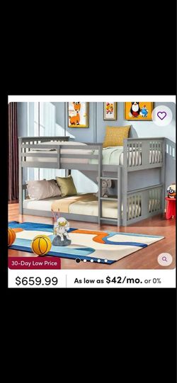 Full over full size wood bunk bed