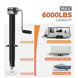 6000 LBS A-Frame Trailer Jack, 15" Travel Lift 5-Level Trailer Jack