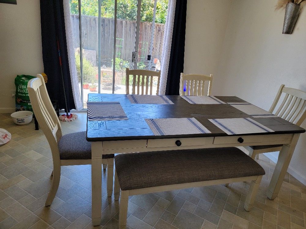 Milk Cream Country Farmhouse Dinning Table
