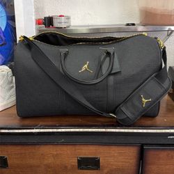 Authentic Jordan Monogram Duffle Bag Luggage Travel Vacation Black & Gold