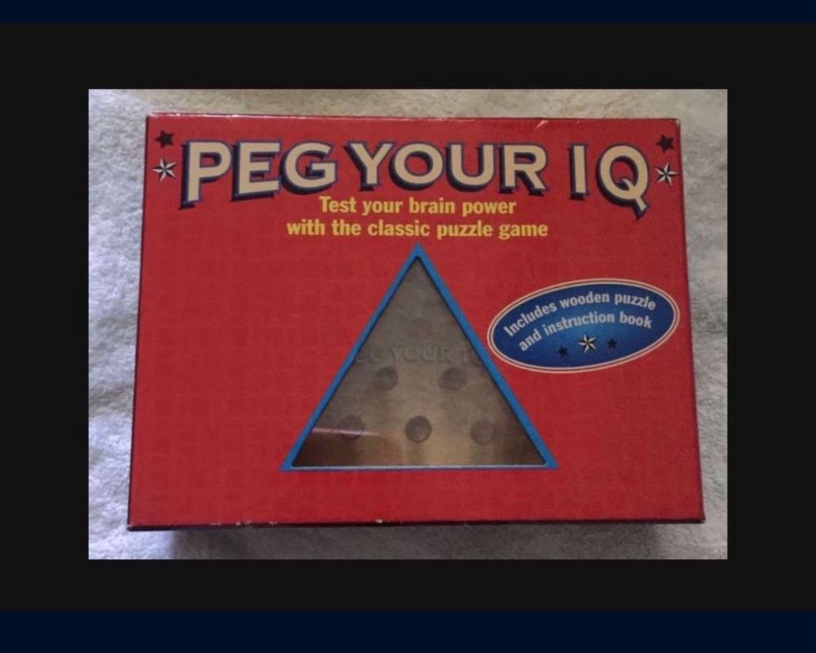 Peg Your IQ Wooden Strategy Game New 