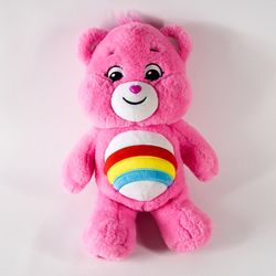 Basic Fun Care Bears Pink Rainbow Cheer Bear Plush 14" Toy Stuffed Animal Teddy