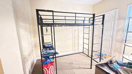 Twin Metal bed frame with desk