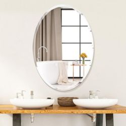 Villacola 20x28 Inch Oval Mirror Beveled Edge Frameless Oval