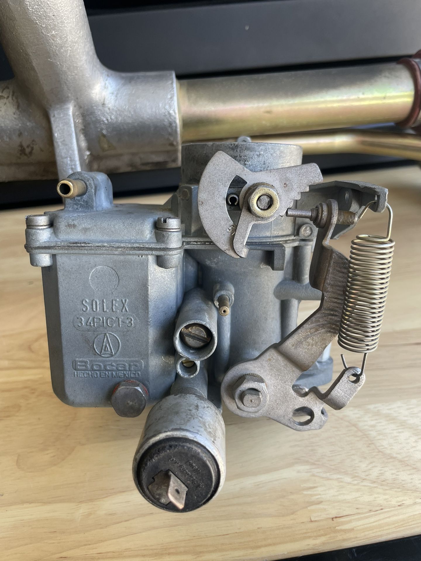 Solex 34 PICT-3 Bocar Carburetor And Dual Port Manifold Kit For Vw Bug Ghia Bus