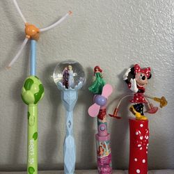 Lot of 4 Disney Spinner Wand Toys Minnie Mouse Bluey Ariel Frozen