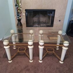 Ashley Glass And Metal Ends Tables 24 W. 25 H.