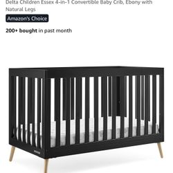 Delta Children Essex 4-in-1 Convertible Crib In Ebony/black And Crib Mattress  
