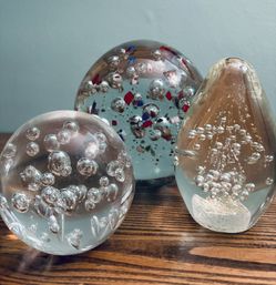 🔮Vtg Art Glass Bubble Paperweights