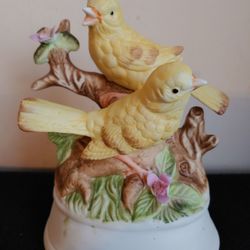 Canary Yellow Porcelain Bird Figure Statue Vintage Nature Ceramic